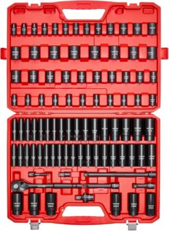 VEVOR 69300004 91-Piece 1/2" Drive Impact Socket Set, SAE (5/16" to 1-1/4") & Metric (8 to 32 mm)