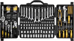 VEVOR MTS207 Mechanics Tool Set 207 Pieces 1/4" 3/8" 1/2" Drive Sockets -SAE and Metric Mechanic Tool Kit with Bits