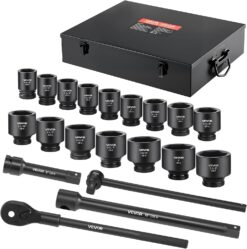 VEVOR TZ1021 1 in Drive Impact Socket Set, 21 Piece, 6 Point Shallow Impact Sockets, SAE (1-5/8 in to 3-1/8 in)