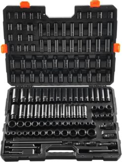 VEVOR XL3069 Impact Socket Set 130 Piece 3/8" & 1/2" - SAE & Metric Drive Socket Set - 6 Point Cr-Mo Alloy Steel