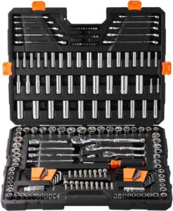 VEVOR XL3264 Mechanics Tool Set, 205 Pcs SAE and Metric Sockets, 1/4" 3/8" 1/2" Drive Deep and Standard Sockets