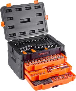 VEVOR XL3265A Mechanics Tool Set and Socket Set, 450 Pcs, 1/4, 3/8 and 1/2 inch Drive Deep