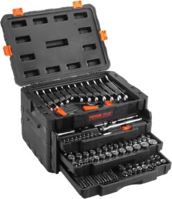 VEVOR XL3265A Mechanics Tool Set and Socket Set, 1/4" 3/8" 1/2" Drive Deep and Standard Sockets, 450 Pcs
