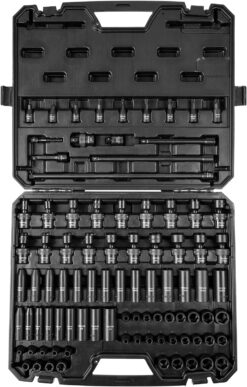 VEVOR YX7982002 Impact Socket Set 3/8" Drive, 90 PCS, CR-MO, SAE 1/4"-3/4" Metric 6-19mm