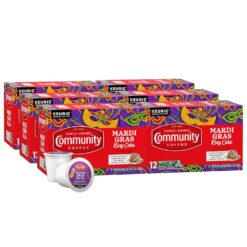 Community Coffee Mardi Gras King Cake Flavored 72 Count Coffee Pods, Medium Roast, 72 Count (Pack of 6)