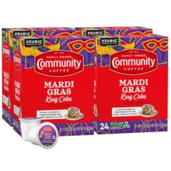 Community Coffee Mardi Gras King Cake Flavored 96 Count Coffee Pods, Medium Roast, 24 Count (Pack of 4)