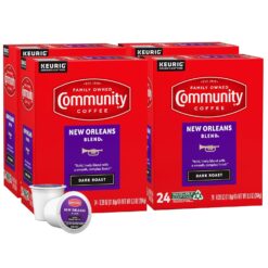 Community Coffee New Orleans Blend 96 Count Coffee Pods, Special Dark Roast, 24 Count (Pack of 4)