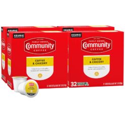 Community Coffee and Chicory, Medium-Dark Roast, Single-Serve Keurig K-Cup Pods, 32 Count (Pack of 4)