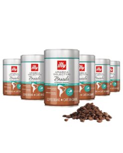 illy Whole Bean Coffee, Brasile Regenerative Agriculture Medium Roast, 100% Arabica, Premium Italian Coffee, 8.8oz, 6 Pack