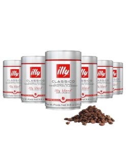 illy Whole Bean Coffee, Classico Medium Roast, 100% Arabica, Premium Italian Coffee, Ideal for Espresso, 8.8oz, 6 Pack
