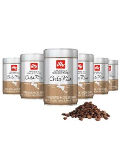 illy Whole Bean Coffee, Costa Rica Single Origin Medium Roast, 100% Arabica, Premium Italian Coffee, 8.8oz, 6 Pack