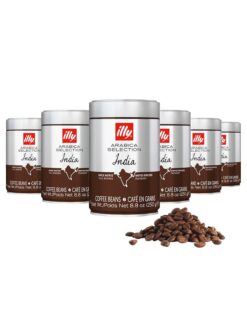 illy Whole Bean Coffee, India Single Origin Dark Roast, 100% Arabica, Premium Italian Coffee, 8.8oz, 6 Pack
