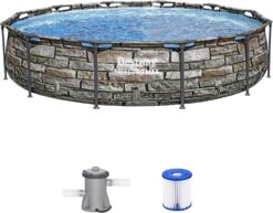 Bestway 56817E-BW Steel Pro MAX 12' x 30" Above Ground Pool, Round Metal Frame Outdoor Swimming Pool Set