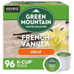 Green Mountain Coffee Roasters French Vanilla Decaf, Flavored Light Roast Coffee Pods, 96 Count