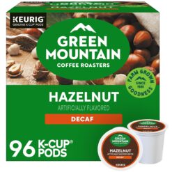 Green Mountain Coffee Roasters Hazelnut Decaf, Single-Serve Keurig K-Cup Pods, Flavored Light Roast Coffee Pods, 96 Count
