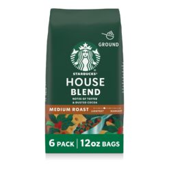 Starbucks Ground Coffee, Medium Roast Hot or Iced Coffee, House Blend, Six 12 oz Bags​