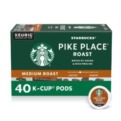 Starbucks K-Cup Coffee Pods, Medium Roast Hot or Iced Coffee, Pike Place Roast, 40 Keurig Pods ​
