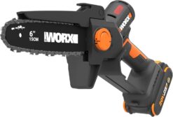 WORX WG327 Mini Chainsaw, 20V 6'' Pruning Saw with Brushless Motor, Includes 20V 2.0 Ah Battery and Charger, PowerShare