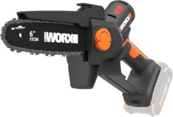 WORX WG327.9 Mini Chainsaw, 20V 6'' Pruning Saw with Brushless Motor, 33 ft/s Chain Speed