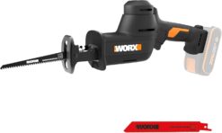 WORX WX501L.9 20V Compact Electric Cordless Reciprocating Saw, 1” Stroke Length, Brushless Motor –Tool Only