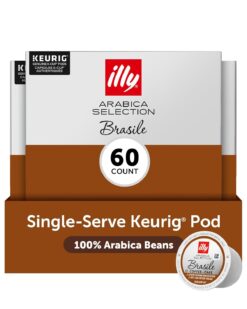 illy Coffee K Cup, Pods for Keurig Machines, Brasile Single Origin Roast, 100% Arabica, Premium Italian Coffee, 10 Count, 6 Pack