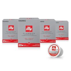 illy Coffee K Cup, Pods for Keurig Machines, Classico Medium Roast, 100% Arabica, Premium Italian Coffee, 20 Count, 4 Pack