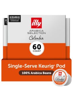 illy Coffee K Cup, Pods for Keurig Machines, Colombia Single Origin Roast, 100% Arabica, Premium Italian Coffee, 10 Count, 6 Pack