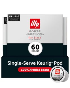 illy Coffee K Cup, Pods for Keurig Machines, Forte Dark Roast, 100% Arabica, Premium Italian Coffee, 10 Count, 6 Pack