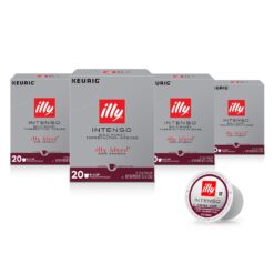 illy Coffee K Cup, Pods for Keurig Machines, Intenso Dark Roast, 100% Arabica, Premium Italian Coffee, 20 Count, 4 Pack