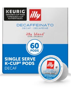 illy Decaf Coffee K Cup, Pods, Classico Decaffeinated Medium Roast, 100% Arabica, Premium Italian Coffee, 10 Count, 6 Pack