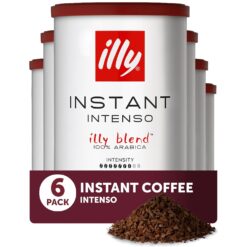 illy Instant Coffee, Intenso Dark Roast, 100% Arabica, Premium Italian Coffee, 3.3oz, 6 Pack