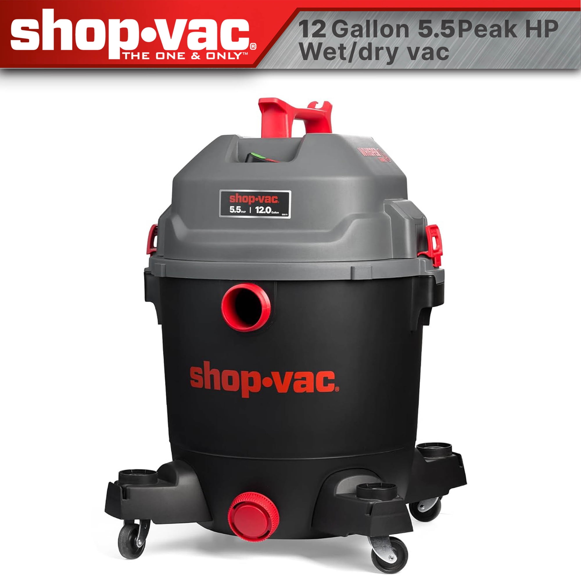 Shop-Vac® 12 Gallon 5.5PHP Whisper Series Wet/Dry Vacuum 2-1/2