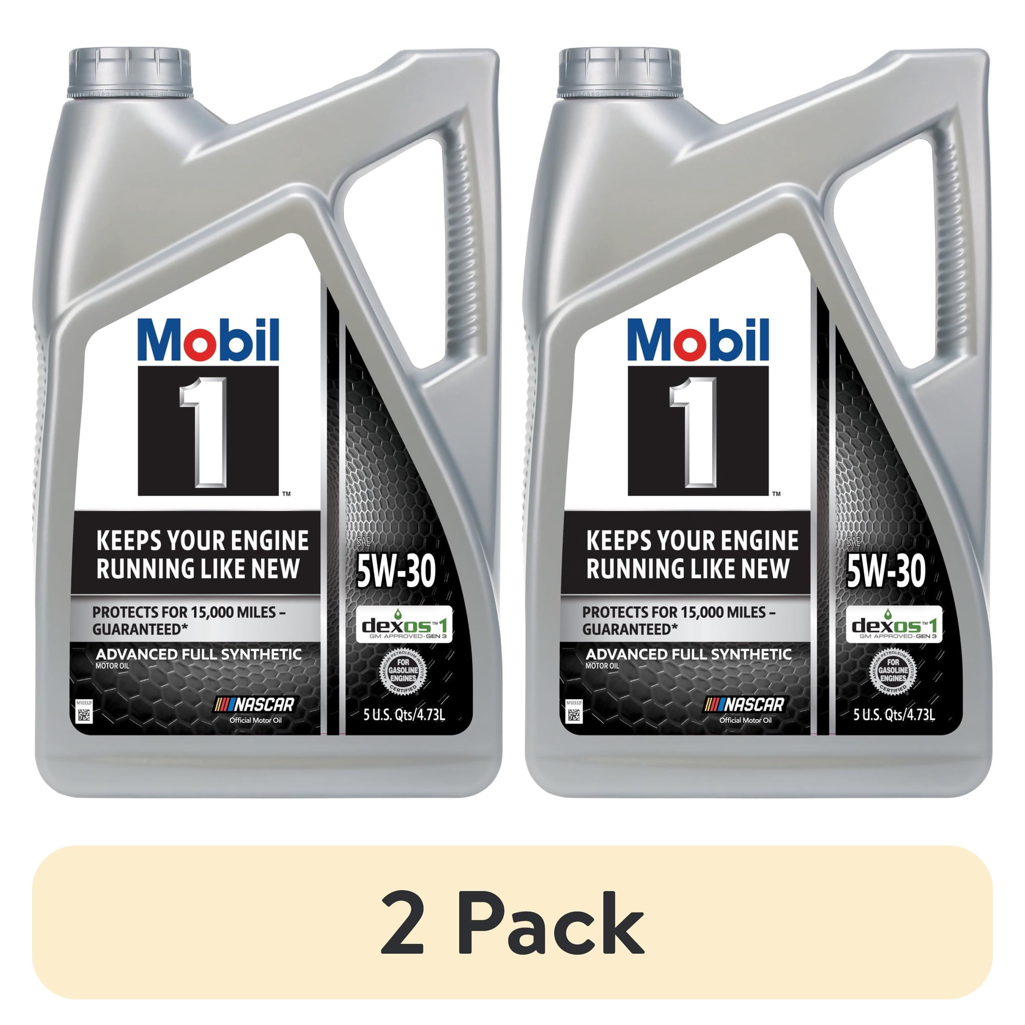 (2 pack) Mobil 1 Advanced Full Synthetic Motor Oil 5W-30, 5 Quart