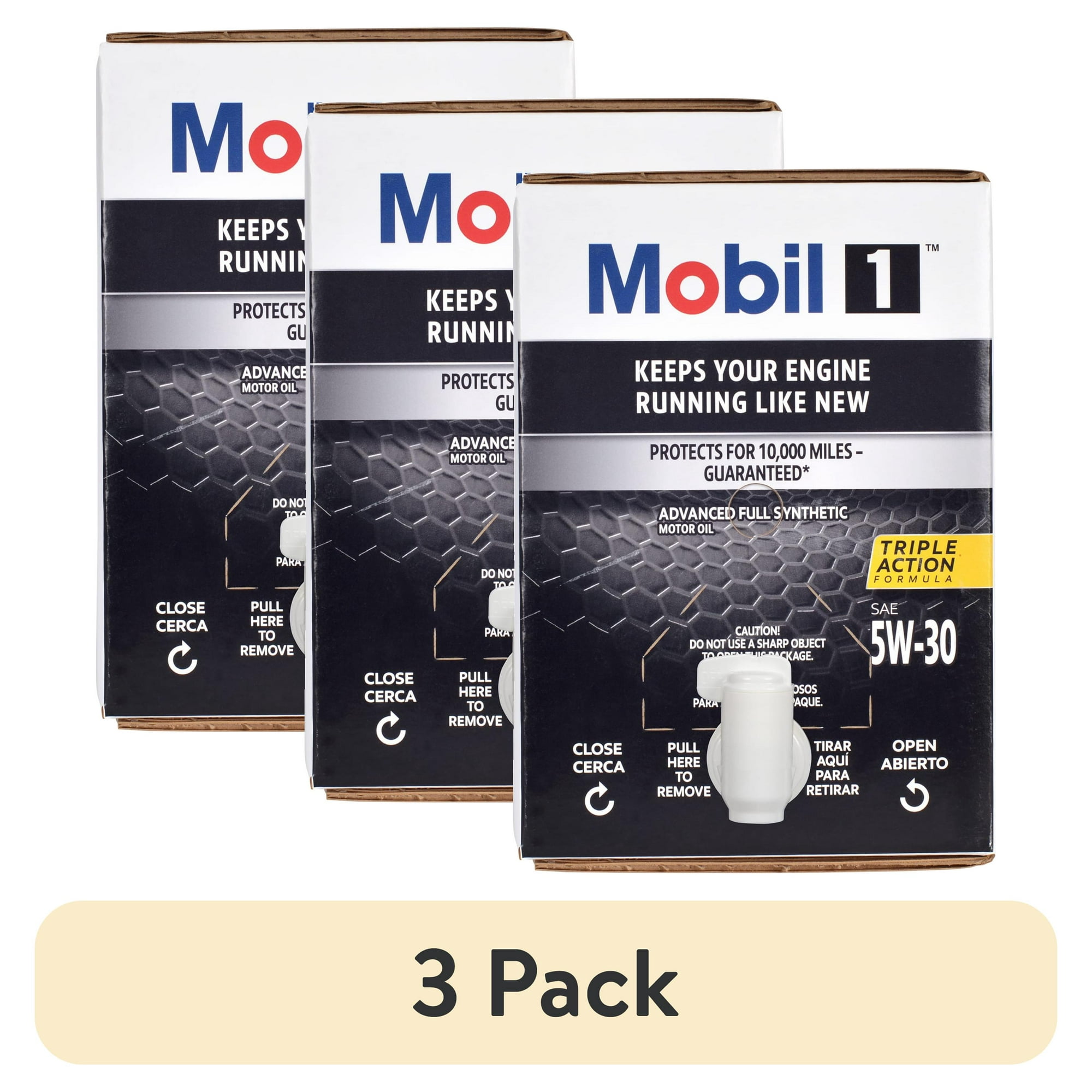 (3 pack) Mobil 1 Advanced Full Synthetic Motor Oil 5W-30, 12 Quart