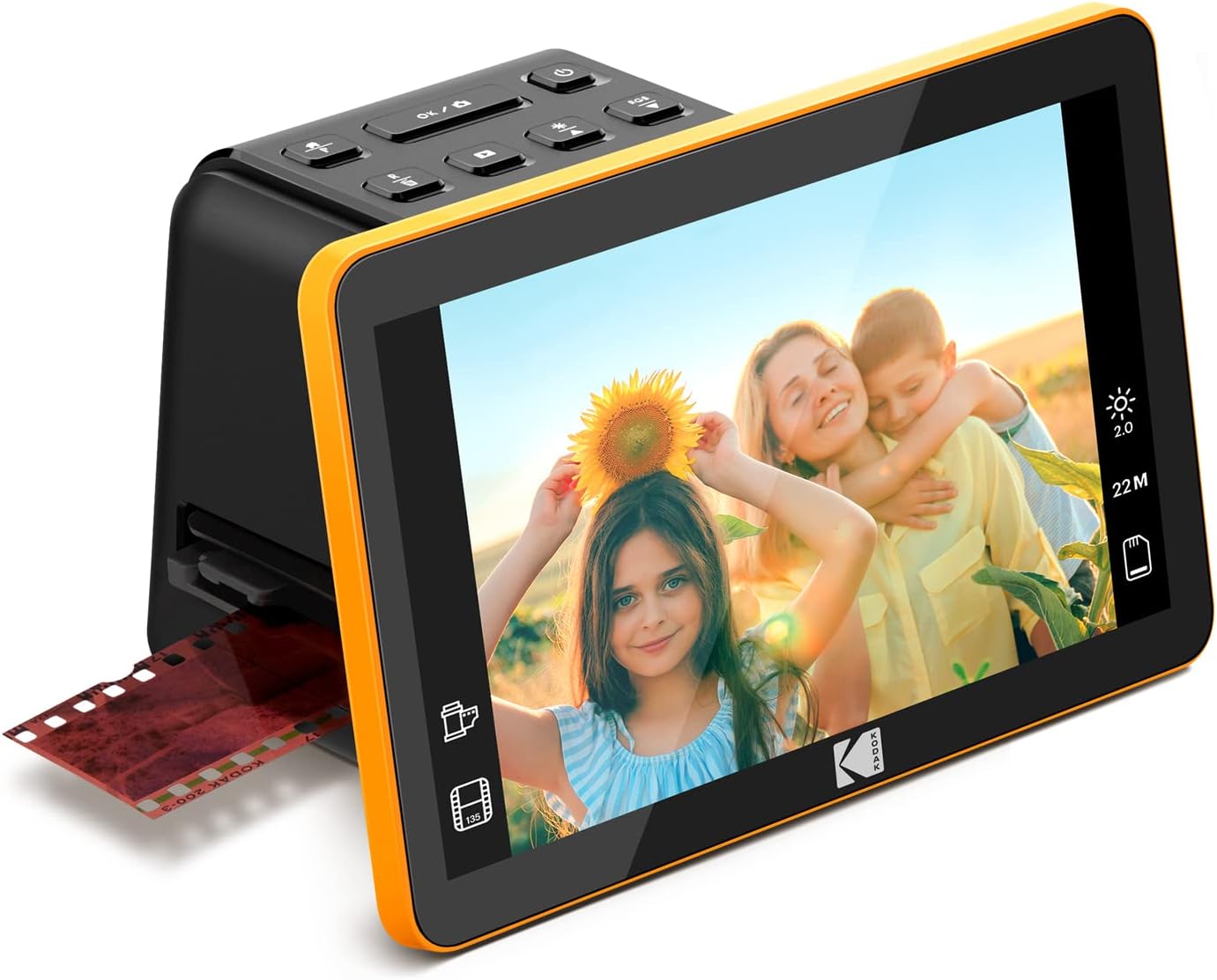 KODAK Slide N Scan Max Digital Film Scanner - Black/Yellow - Tiltable 7-Inch LCD with Gallery Mode & Photo Scanner Preview