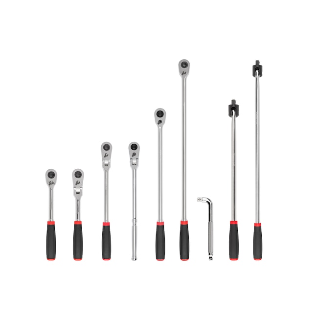 TEKTON 9 -Piece 90 -Tooth 1/2-in Drive Comfort grip Handle Flexible Head Ratchet Set