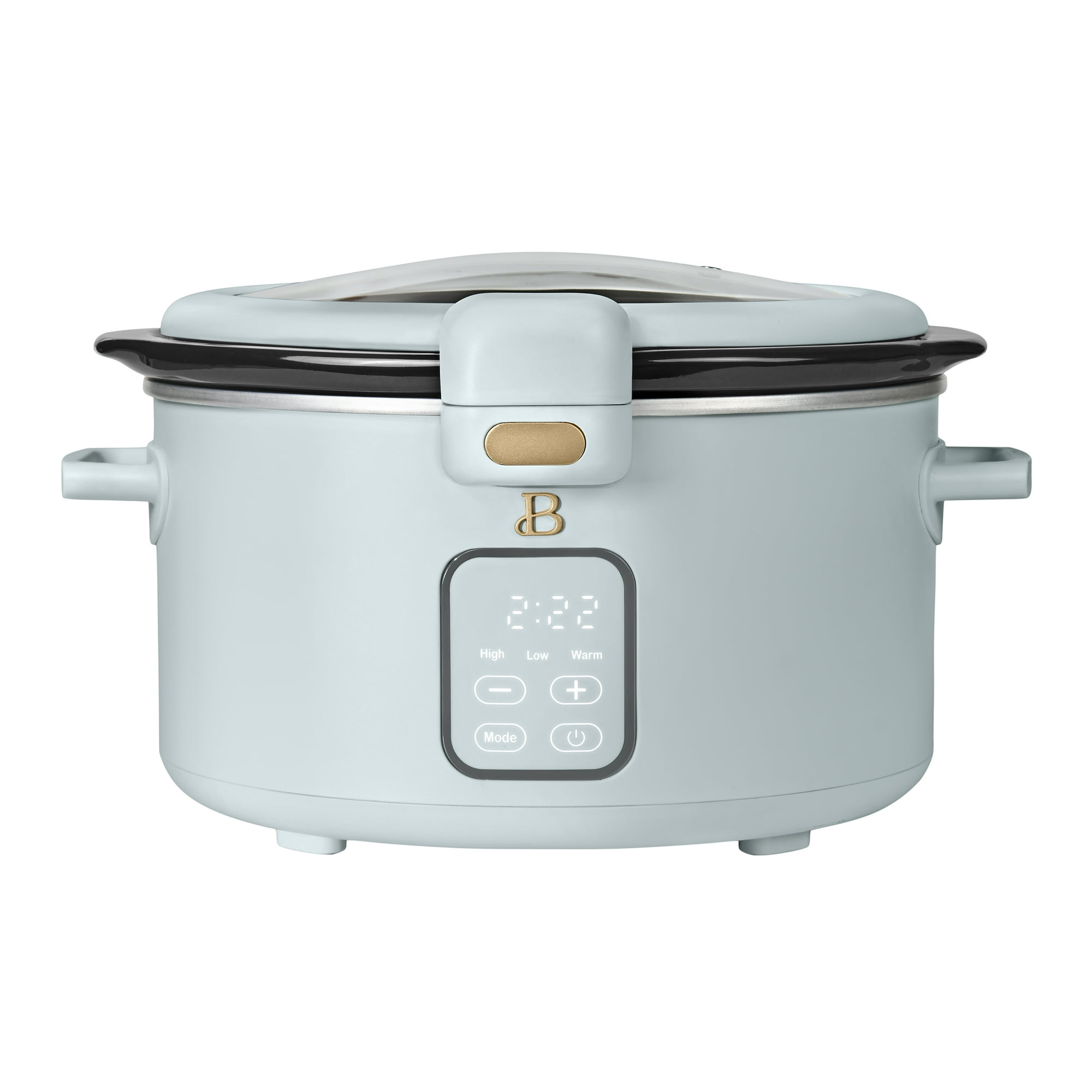 Beautiful 4 Qt Digital Slow Cooker with Hinged Locking Lid, Hydrangea by Drew Barrymore