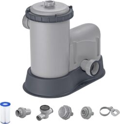 Bestway 1,500 GPH Filter Pump for Above Ground Swimming Pool with Type III A/C Cartridge, Adapter Accessories and Timer