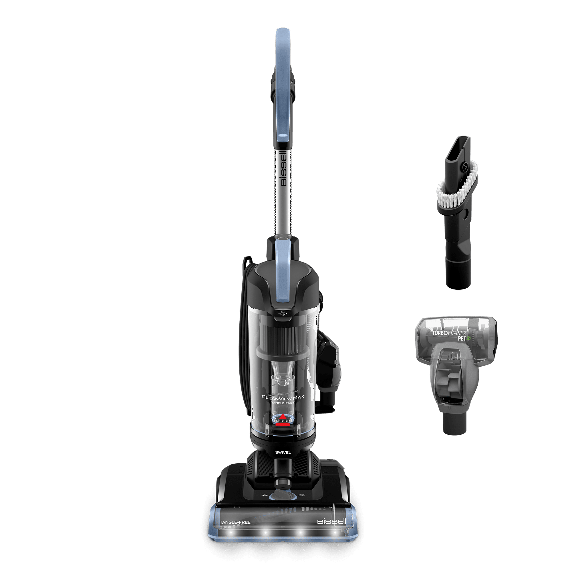 BISSELL CleanView Max Tangle-Free Bagless Upright Vacuum, Pet Friendly, with LED Headlights, Active Extension Wand, and Tangle-Free Brush Roll, Model 4072, Blue