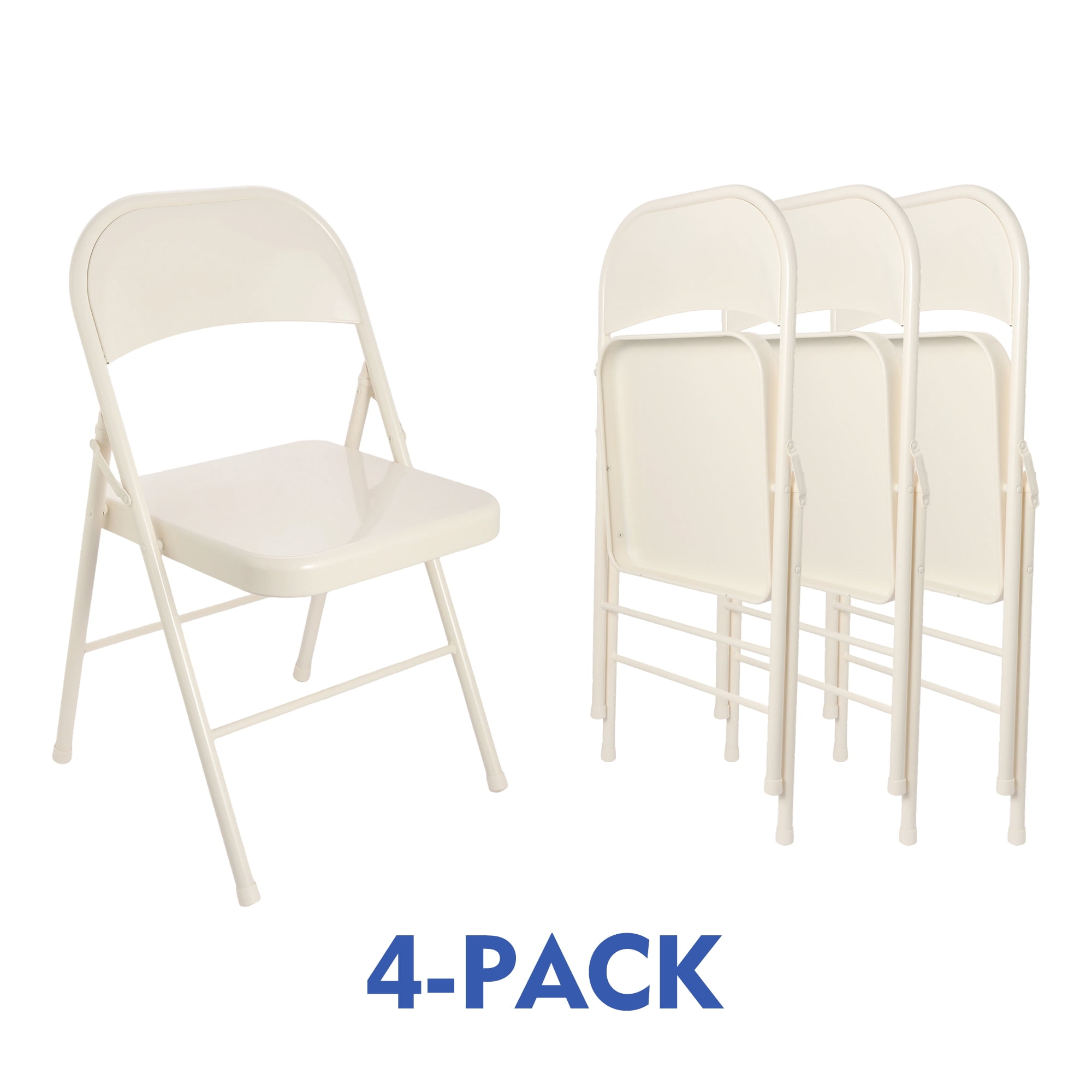 Mainstays Steel Folding Chair, 4PK Cream