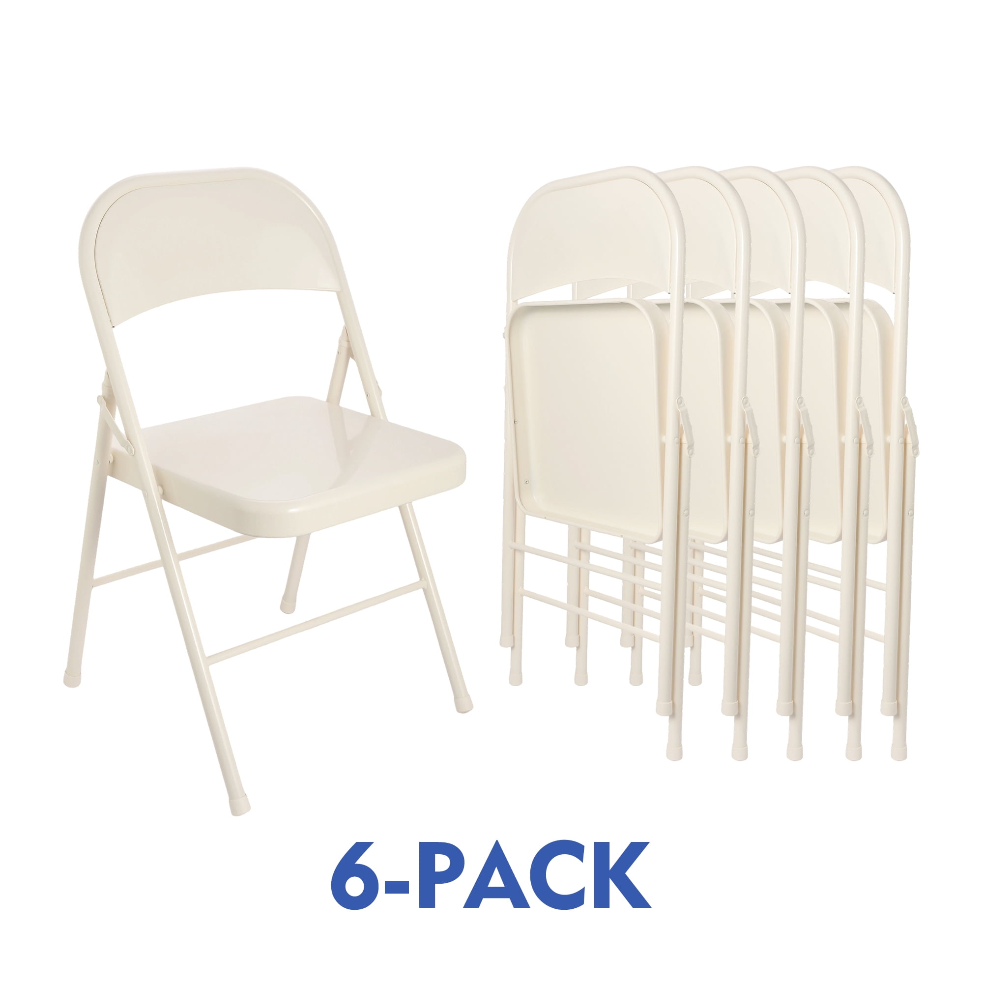 Mainstays Steel Folding Chair, 6PK Cream