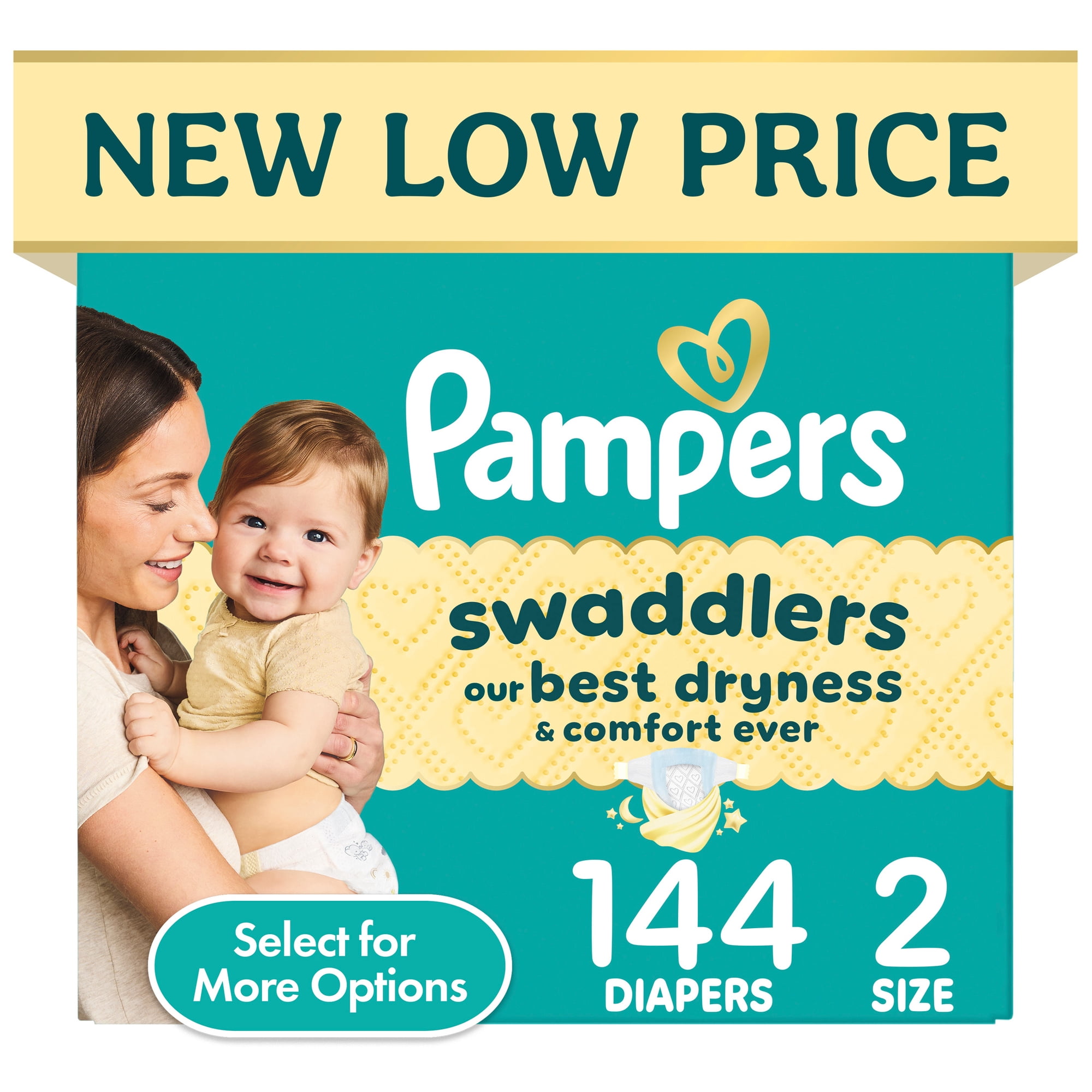 Pampers Swaddlers Diapers, Size 2, 144 Count