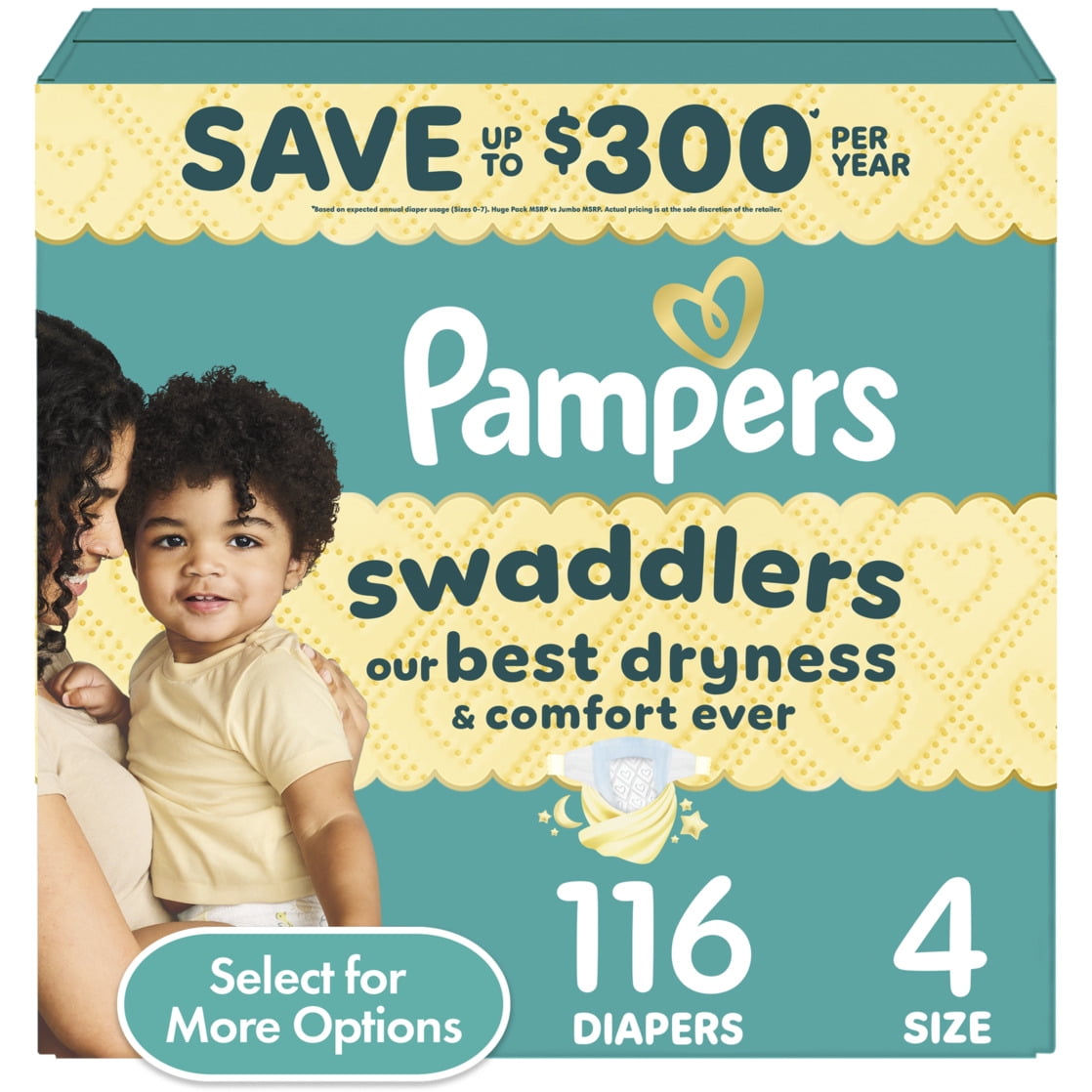 Pampers Swaddlers Diapers, Size 4, 116 Count