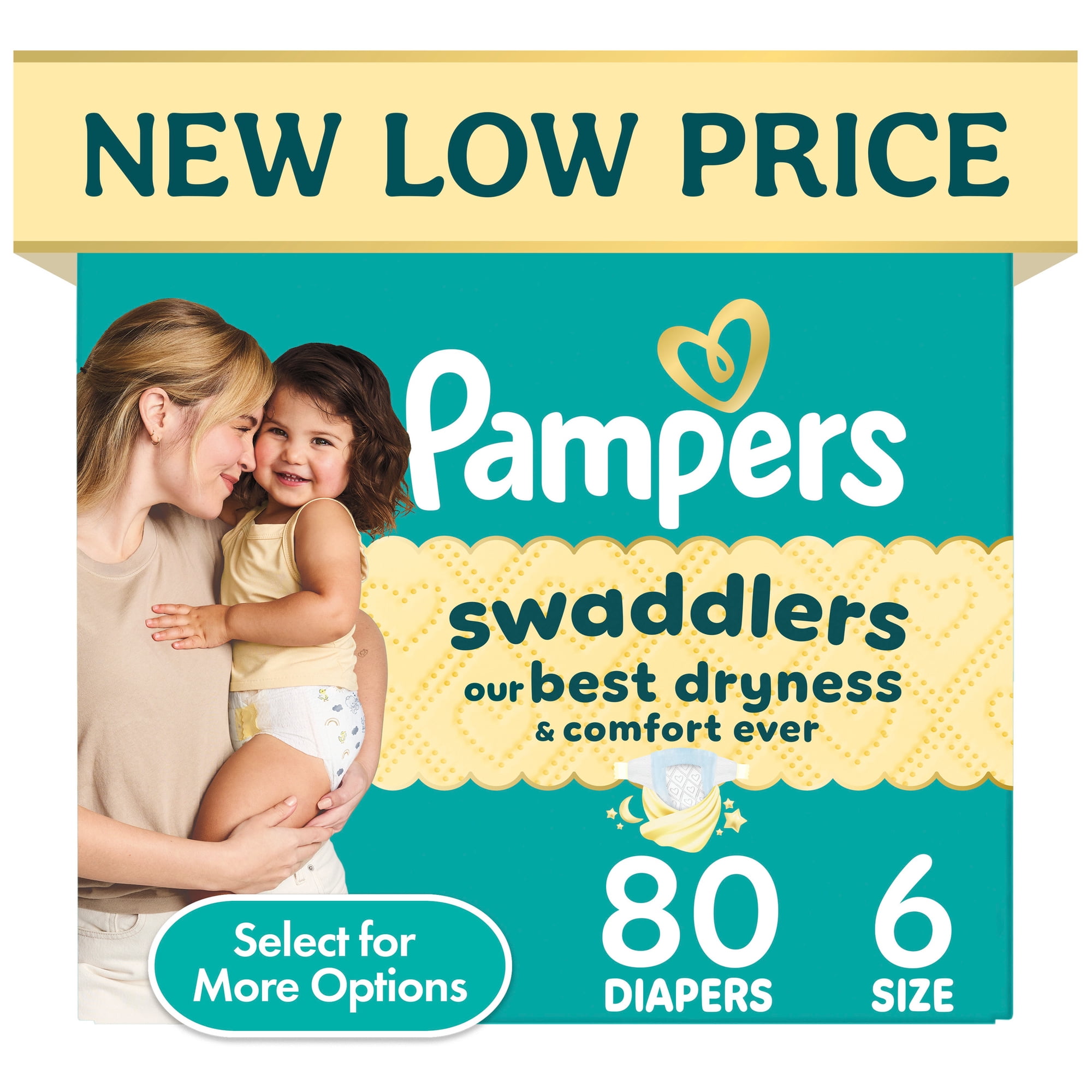 Pampers Swaddlers Diapers, Size 6, 80 Count