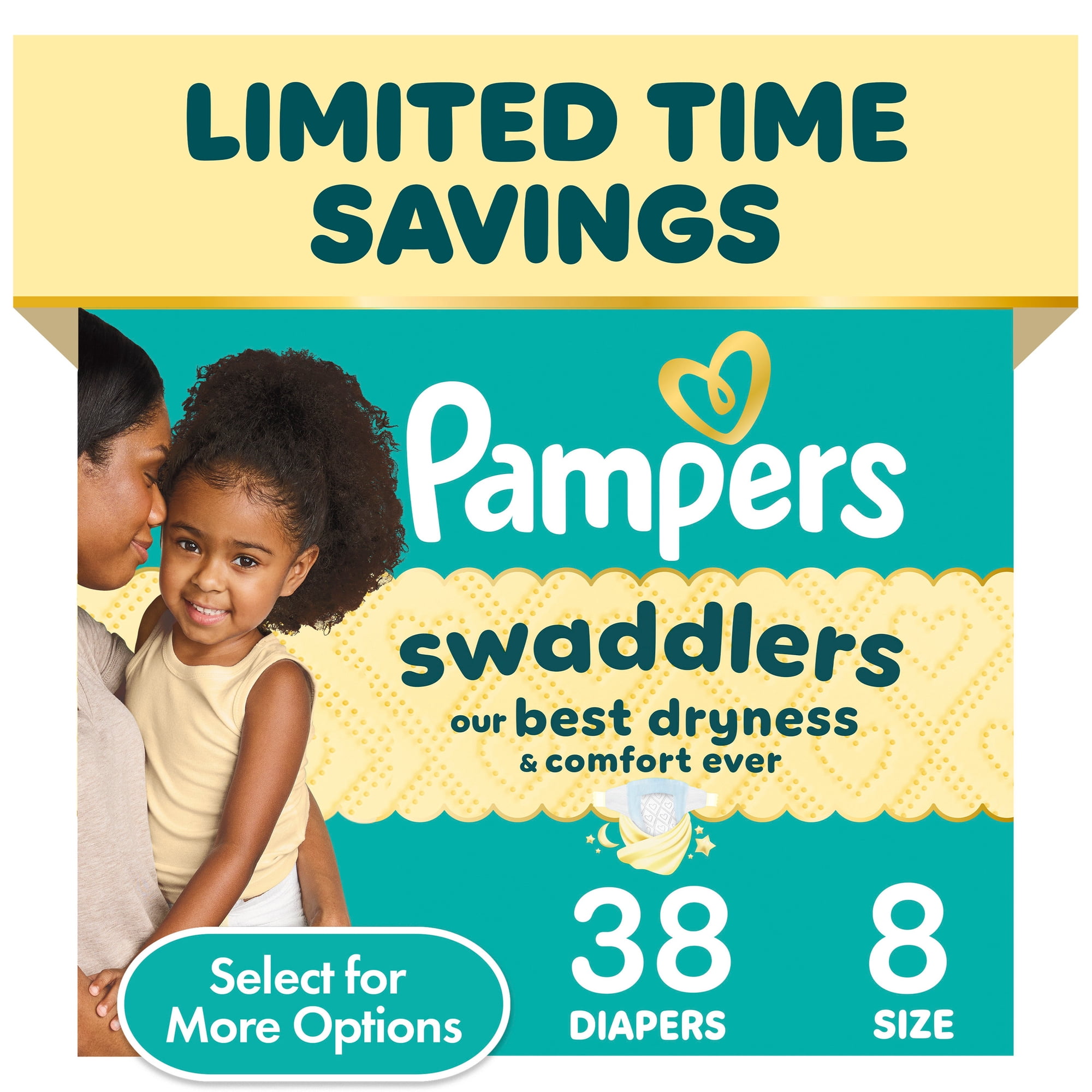 Pampers Swaddlers Diapers, Size S8, 38 Count