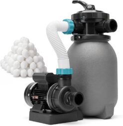 XtremepowerUS 10" Sand Filter Pump for Above Ground Swimming Pool, 2,220 GPH Flow Filter System 7-Way Valve